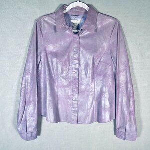 Co Eddy Leather Jacket Womens 10 Lavender Moto Quiet Luxury Costal Cowgirl Boho
